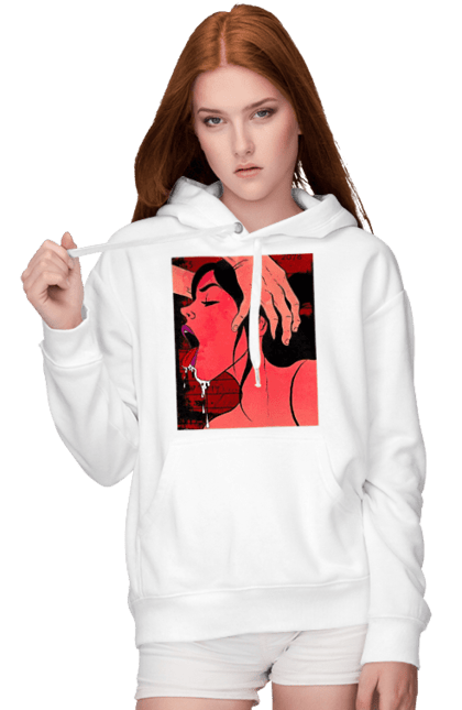 Women`s hoodie with prints Girl Sucks With Saliva. Sex, suck. 2070702