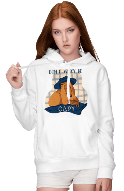 Women's hoodie with prints Capybara. Animal, capybara, rodent. 2070702