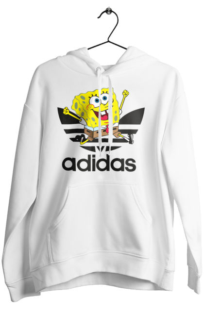 Женское худи с принтом Adidas Губка Боб. Adidas, spongebob, адидас, баскетбол, губка боб, мультик, мультсериал, мяч, спанч боб, спорт. 2070702