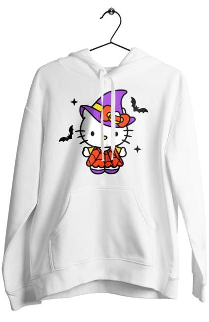 Women's hoodie with prints Hello Kitty Halloween. Brand, cat, character, halloween, hello kitty, kitten, kitty, witch. 2070702