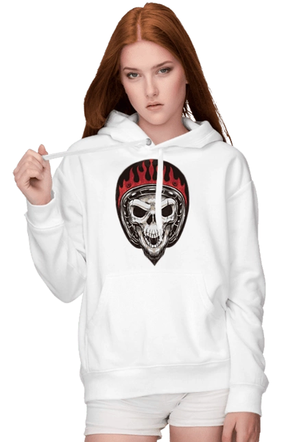 Skull in a motorcycle helmet