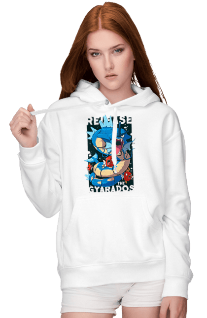 Women's hoodie with prints Pokemon Gyarados. Anime, games, gyarados, nintendo, pokemon, pokemon go. 2070702