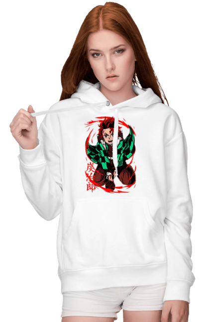 Women's hoodie with prints Demon Slayer Tanjiro. Anime, demon slayer, kamado tanjiro, manga, tanjiro. 2070702