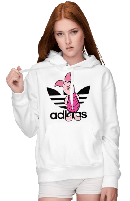 Жіноче худі з принтом "Adidas П'ятачок". Adidas, piglet, адідас, вінні пух, мультфільм, п ятачок, п`ятачок, пятачок. 2070702