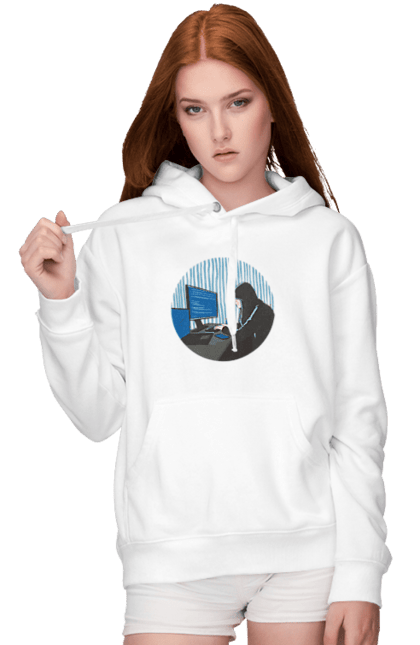 Жіноче худі з принтом "Хакер". Бінарний, гік, програміст, хакер. 2070702