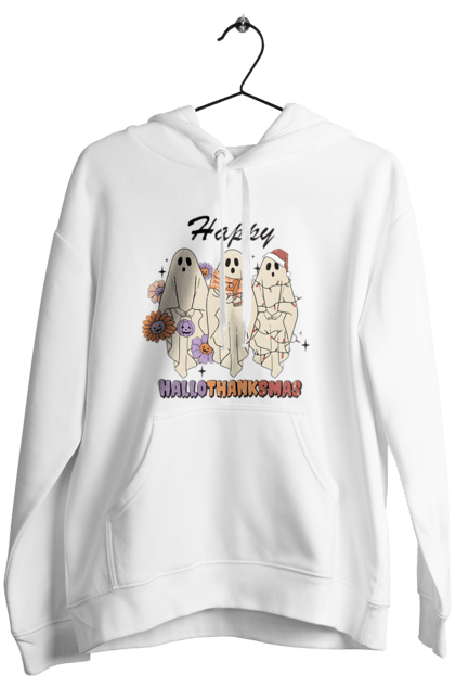 Women's hoodie with prints Halloween Ghost. Costume, ghost, halloween, holiday, october, october 31, scary, sweets, trick or treat. 2070702