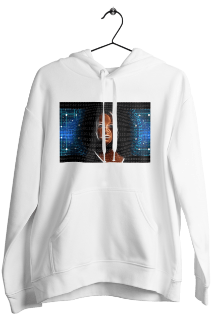 Жіноче худі з принтом "Штучний Розум". Айті, айтішник, гик, жінка, знання, інженер, інтелект, кібер, кібернетика, кіборг, код, комп, комп`ютерник, кристал, машинне навчання, мікросхема, мозок, портрет, програміст, професіонал, професія, розробник, розум, світиться, світло, хакер, чіп, штучний інтелект, штучний розум. 2070702