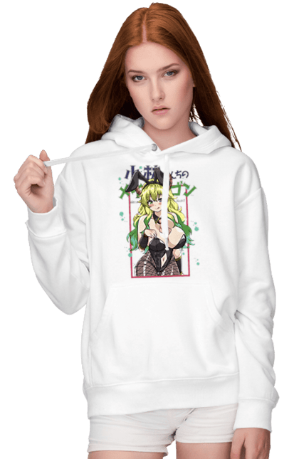 Women's hoodie with prints Miss Kobayashi's Dragon Maid Lucoa. Anime, dragon, lucoa, manga, quetzalcoatl, quetzalcoatlus. 2070702