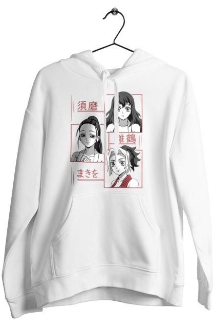 Women's hoodie with prints Demon Slayer Hinatsuru, Makio and Suma. Demon slayer, hinatsuru, makio, suma, tengen. 2070702