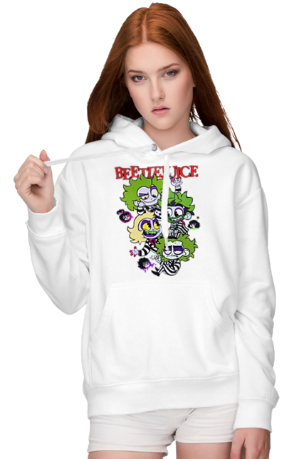 Women's hoodie with prints Beetlejuice. Beetlejuice, comedy, ghost, ghost, horror, movie, tim burton, warner bros. 2070702