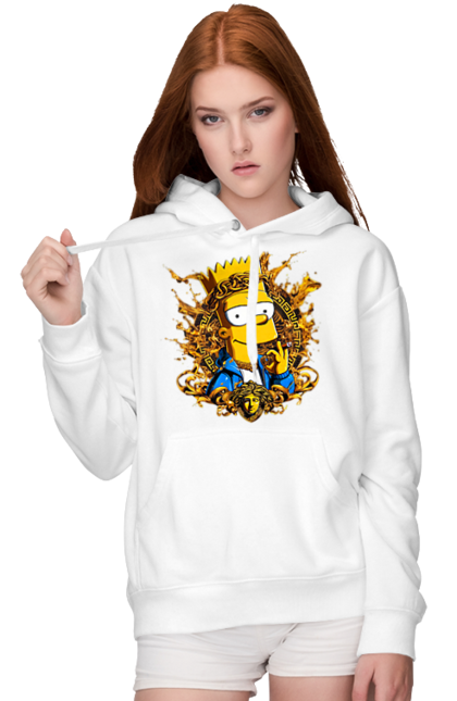 Women's hoodie with prints Bart Simpson Versace. Bart, cartoon, serial, simpson, versace. 2070702