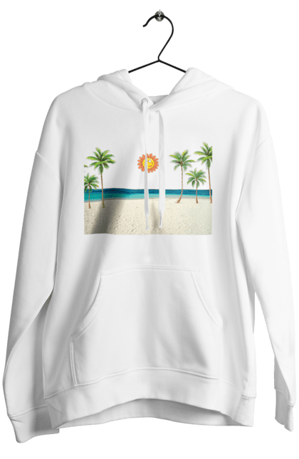 Жіноче худі з принтом "Гавайський Пляж". Гаваї, літо, море, пальми, пляж, сонце. CustomPrint.market
