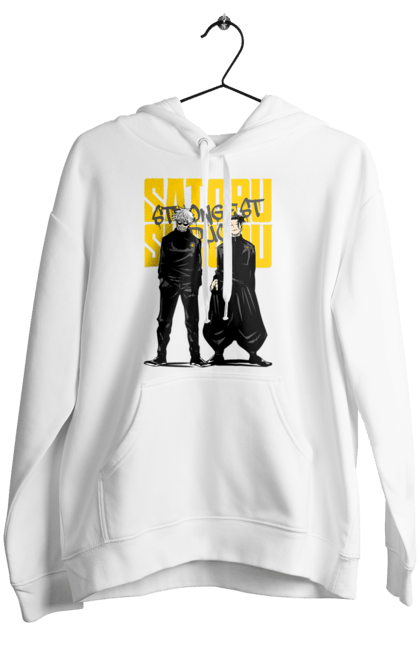 Women's hoodie with prints Jujutsu Kaisen Gojo and Geto. Anime, dark fantasy, geto, gojo, jujutsu kaisen, magic battle, manga, mystic, suguru geto. 2070702