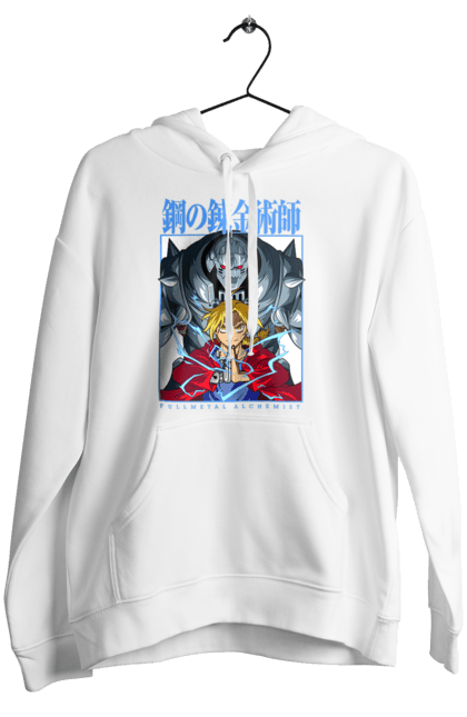 Women's hoodie with prints METAL. Adventures, alphonse elric, anime, edward elric, fullmetal alchemist, light novel, manga, steampunk. 2070702