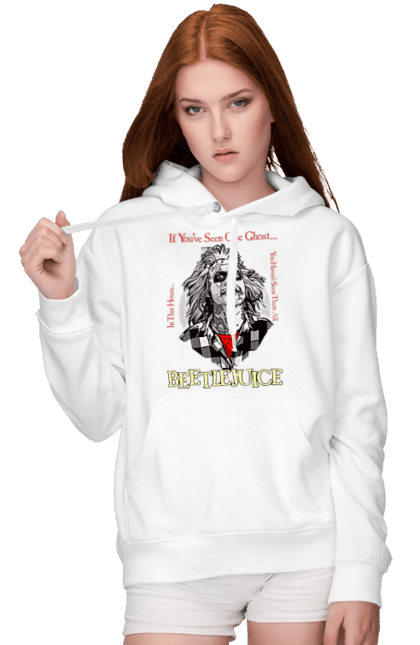 Women's hoodie with prints Beetlejuice. Beetlejuice, comedy, ghost, horror, movie, tim burton, warner bros. 2070702