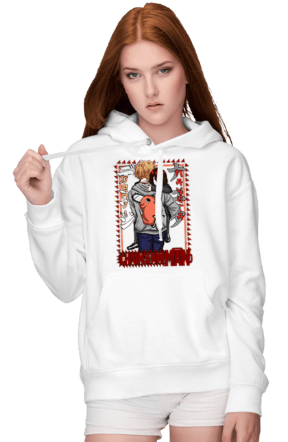 Women's hoodie with prints Chainsaw Man Denji and Nayuta. Anime, chainsaw man, demon, denji, manga, nayuta, shonen. 2070702