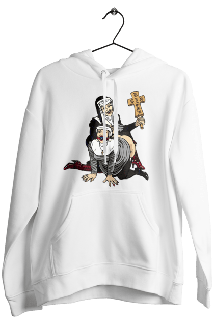 Жіноче худі з принтом "Монашки БДСМ". Бдсм, крута, модна, молодіжна, плескає по дупі, рок, рольові ігри, черниці бдсм, черницю, черниця. 2070702