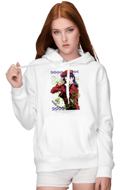 Women's hoodie with prints Evangelion Misato. Angel, anime, eva 01, evangelion, eve, manga, misato, misato katsuragi, neon genesis evangelion. 2070702