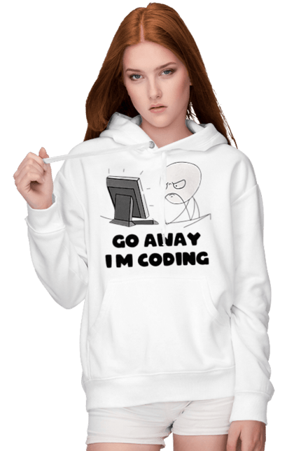 Жіноче худі з принтом "Іди Я кодую". Айті, айтішник, для айтішника, для програміста, йди я кодую, майстер коду, подарунок айтішнику, подарунок програмісту, програміст, розробник. 2070702