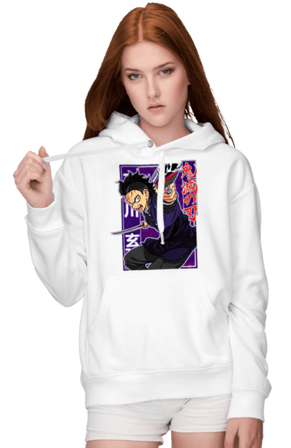 Women's hoodie with prints Demon Slayer Genya Shinazugawa. Anime, demon slayer, genya, genya shinazugawa, kimetsu no yaiba, manga, аниме, истребитель демонов, манга. 2070702