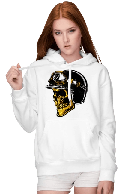 Skull in a motorcycle helmet