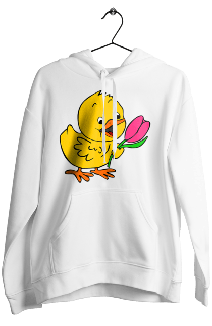 Women`s hoodie with prints Chicken With A Tulip. Chick, tulip. 2070702