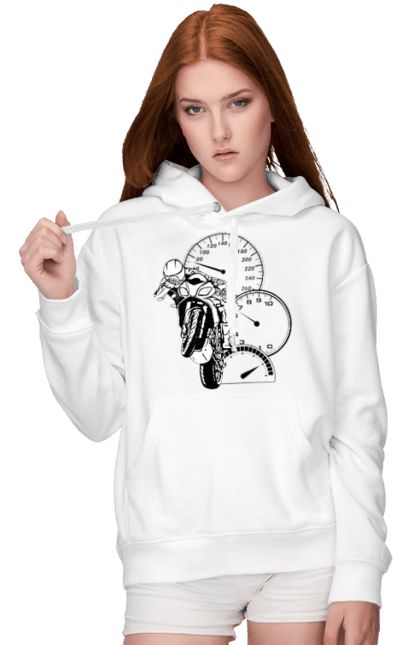 Жіноче худі з принтом "Мотоцикл Швидкість Чорний". Мото, мотоцикл, розгін, швидкість. 2070702