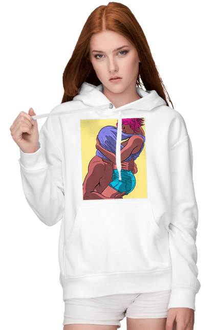 Women`s hoodie with prints Man Under The T-Shirt In Girls. Boobs, passion. 2070702