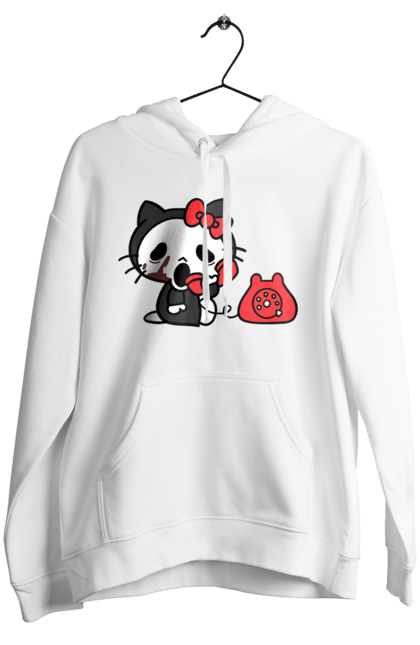 Женское худи с принтом Хелло Китти Хэллоуин. Halloween, hello kitty, бренд, кот, котенок, персонаж, хелло китти, хэллоуин. 2070702