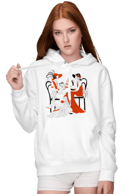 Жіноче худі з принтом "Дами В Червоному". Дами, посиденьки, чаювання. 2070702