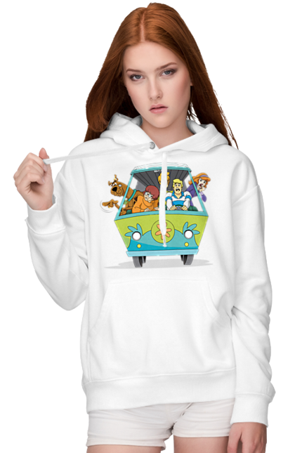 Women`s hoodie with prints Scooby Doo Machine. Car, cartoon, dog, scooby doo. 2070702