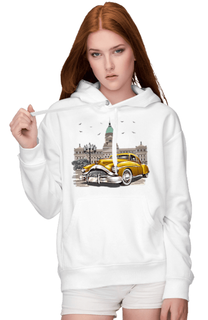 Женское худи с принтом Автомобиль и архитектура модерн. Автомобиль, архитектура, модерн. 2070702