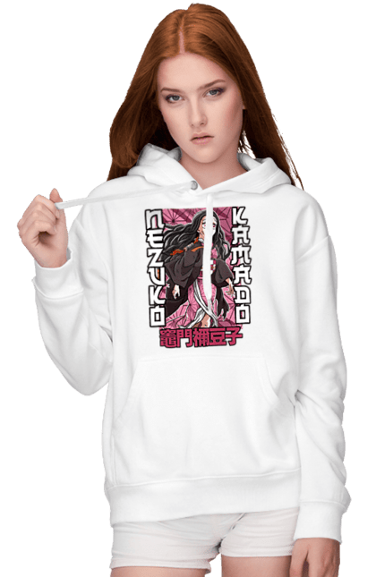 Women's hoodie with prints Demon Slayer Nezuko. Anime, demon slayer, kimetsu no yaiba, manga, nezuko, serial. 2070702