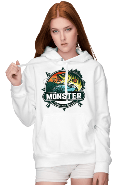 Жіноче худі з принтом "Рибальський клуб". Відпочинок, рибак, рибальський клуб, хоббі. 2070702
