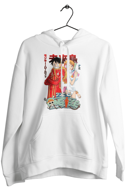 Women's hoodie with prints One Piece Nami and Luffy. Anime, cat burglar, manga, nami, one piece, straw hat pirates. 2070702