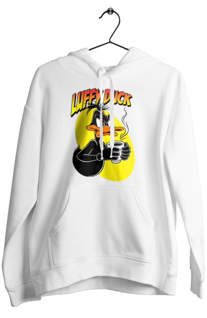 Women's hoodie with prints Daffy Duck. Cartoon, character, daffy duck, duck, looney tunes, merrie melodies, warner brothers. 2070702