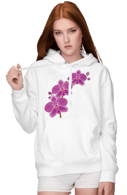 Жіноче худі з принтом "Гілка Орхідеї". Квітка, орхідея. CustomPrint.market