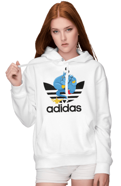 Жіноче худі з принтом "Adidas Джин". Adidas, aladdin, genie, адідас, аладдін, джин, джині, мультфільм, персонаж. 2070702