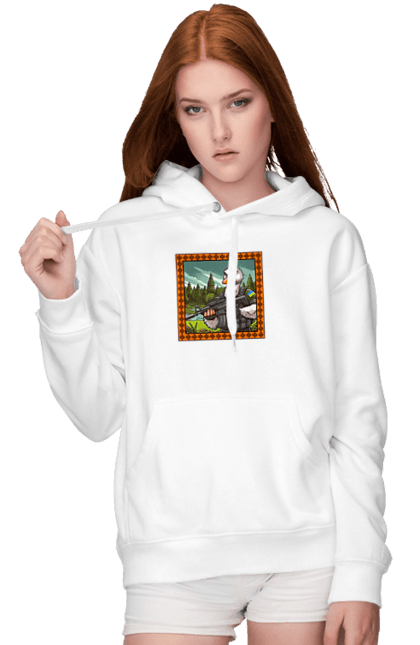 Women`s hoodie with prints Goose landing. Armed forces, biological weapons, fighting geese, flag, goose landing, military goose, symbolics, ukraine. 2070702
