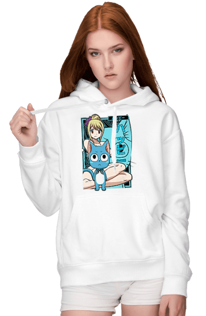 Жіноче худі з принтом "Хвіст Феї Люсі Хартфілія". Fairy tail, happy, lucy heartfilia, аніме, люсі, люсі хартфілія, манга, хвіст феї, хеппі. 2070702