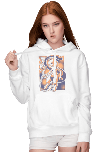 Women's hoodie with prints Pokemon Mewtwo. Anime, games, mewtwo, nintendo, pokemon, pokemon go. 2070702