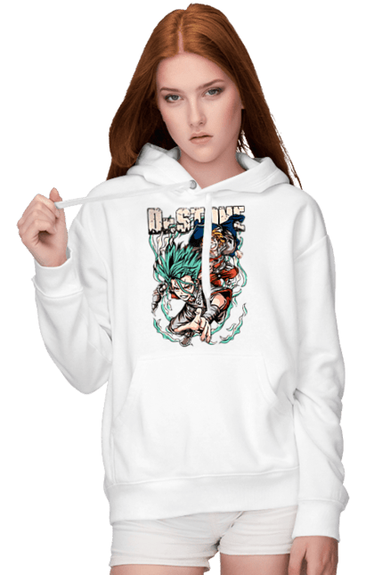 Women's hoodie with prints Dr. Stone Senku and Ryuusui. Anime, dr. stone, ishigami, manga, ryuusui, ryuusui nanami, senku, senku ishigami. 2070702