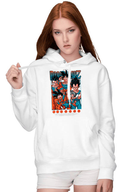 Women's hoodie with prints Dragon Ball. Anime, dragon ball, goku, manga, tv series, vegeta. 2070702