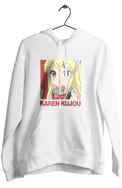 Women's hoodie with prints Kiniro Mosaic Karen Kujo. Anime, gold mosaic, karen, karen kujo, kiniro mosaic, kinmoza, manga. 2070702