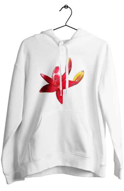 Жіноче худі з принтом "Червона лілія". Бутон, квітка, колір, лілія, природа, сонячний, червона квітка, червона лілія, червоний, яскравий. 2070702