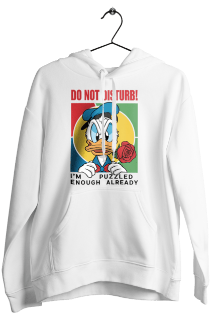 Жіноче худі з принтом "Дональд Дак Не турбувати!". Disney, do not disturb, donald duck, дісней, дональд дак, мультсеріал, мультфільм, не турбувати. 2070702