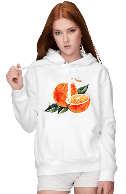 Жіноче худі з принтом "Помаранчевий Апельсин". Апельсин, помаранчевий апельсин, фрукт, цитрус. CustomPrint.market