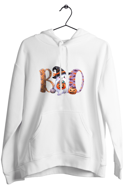 Women's hoodie with prints Halloween Ghost. Costume, ghost, halloween, holiday, october, october 31, scary, sweets, trick or treat. 2070702