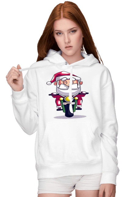 Счастливый санта на мотоцикле