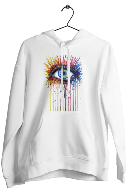 Women`s hoodie with prints Colorful Flowing Eye. Eye, paints. 2070702